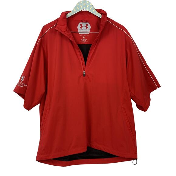 Under Armour Performance Golf Jacket Mens Large Red Short Sleeve 1/4 Zip Wind - Picture 1 of 14